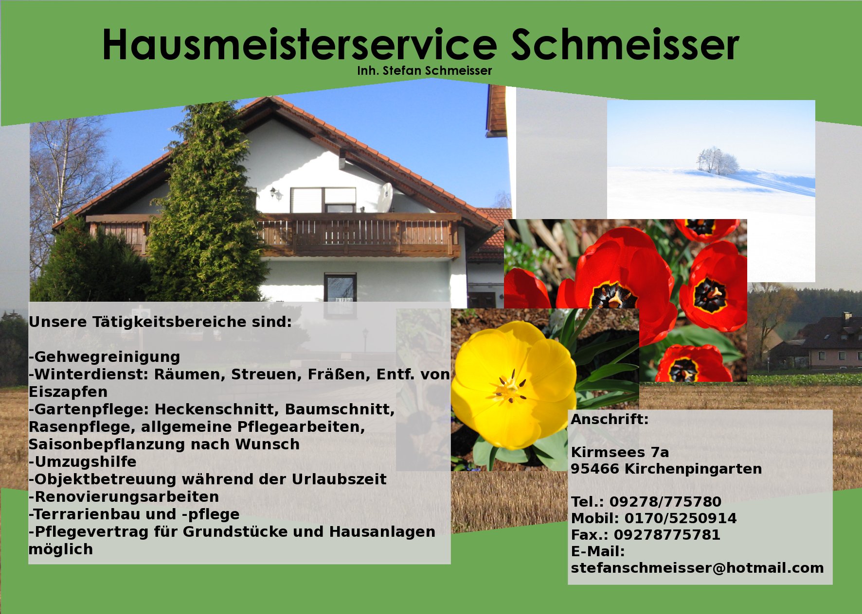 Flyer Ferienwohnung Und Hausmeisterservice Schmeisser